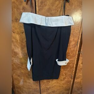 Black Off-Shoulder Dress with Striped Collar